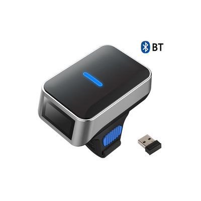 Máy quét mã vạch không dây CMOS 1D 2D Mini Máy quét mã vạch không dây Bluetooth Ring Finger QR